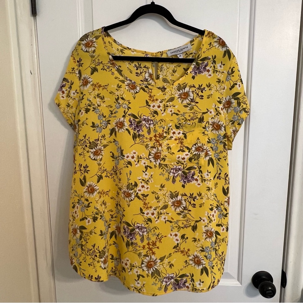 Tempted Hearts Yellow Floral Blouse